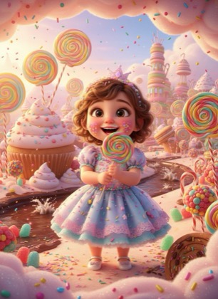 Birthday invitation template for a girl — Sweets, 1–2 years