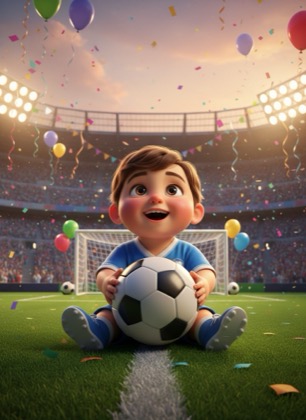 Birthday invitation template for a boy — Football, 1–2 years