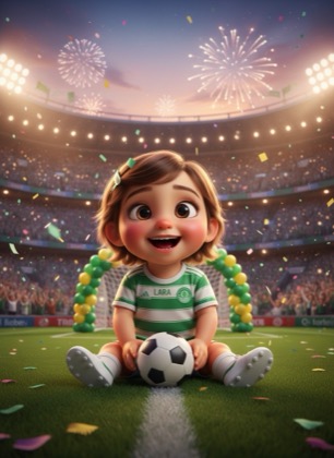 Birthday invitation template for a girl — Football, 1–2 years