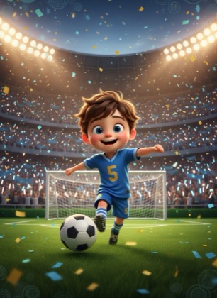 Birthday invitation template for a boy — Football, 3–6 years