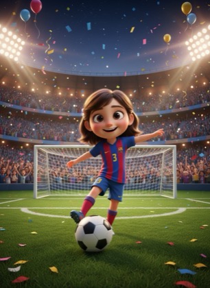 Birthday invitation template for a girl — Football, 3–6 years