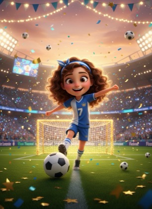 Birthday invitation template for a girl — Football, 7–12 years