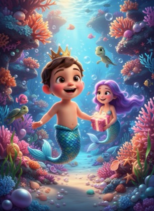 Birthday invitation template for a boy — Mermaid, 1–2 years