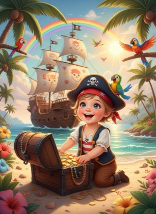 Birthday invitation template for a girl — Pirates, 1–2 years