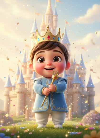 Birthday invitation template for a boy — Princess, 1–2 years