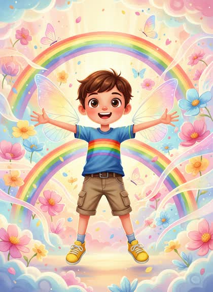 Birthday invitation template for a boy — Rainbow, 7–12 years