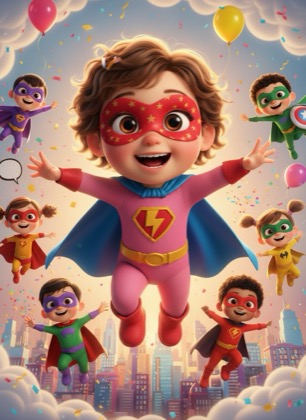 Birthday invitation template for a girl — Superheroes, 1–2 years