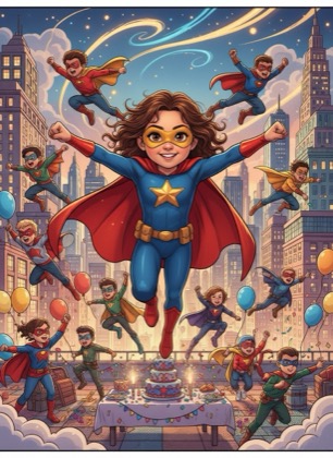 Birthday invitation template for a girl — Superheroes, 7–12 years