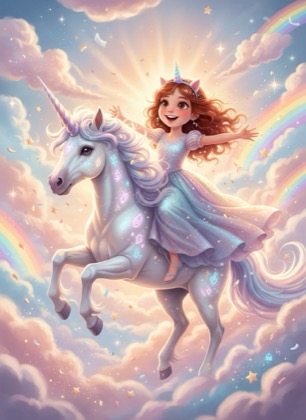 Birthday invitation template for a girl — Unicorn, 7–12 years