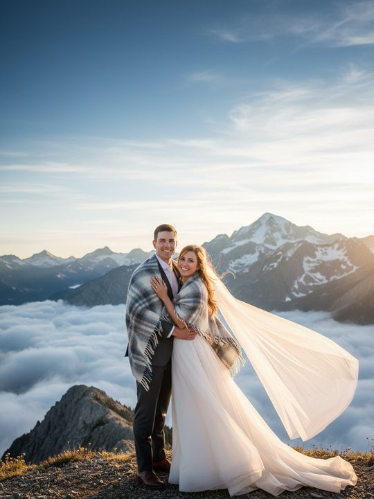 A sample AI invitation cover — Wedding in the mountains