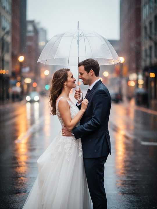 A sample AI invitation cover — Rainy romance