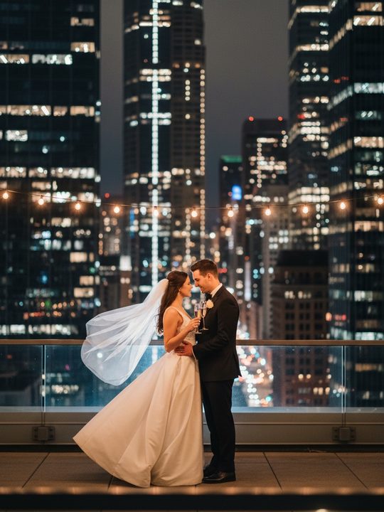 A sample AI invitation cover — City rooftop