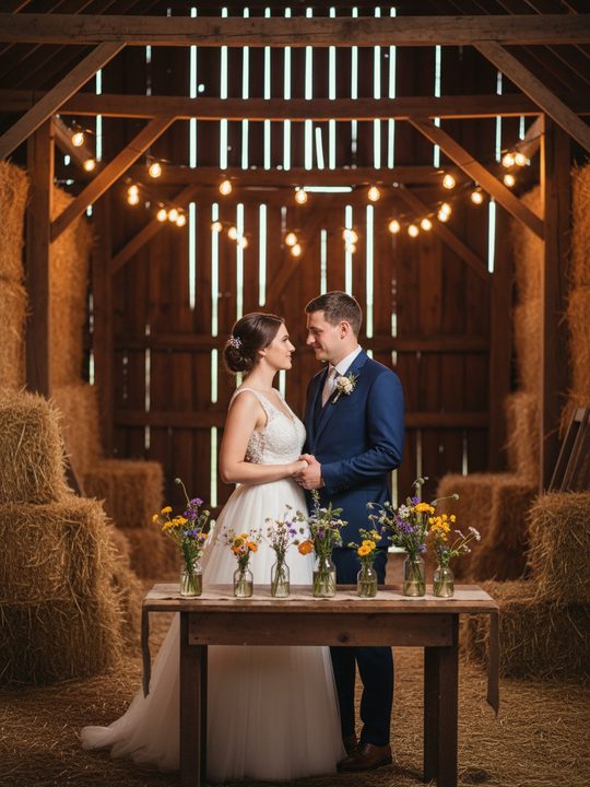 A sample AI invitation cover — Rustic barn