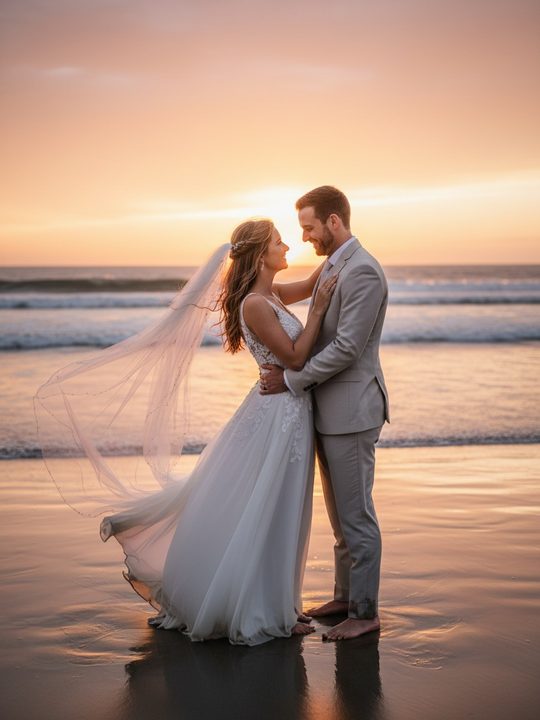 A sample AI invitation cover — Sunset by the sea